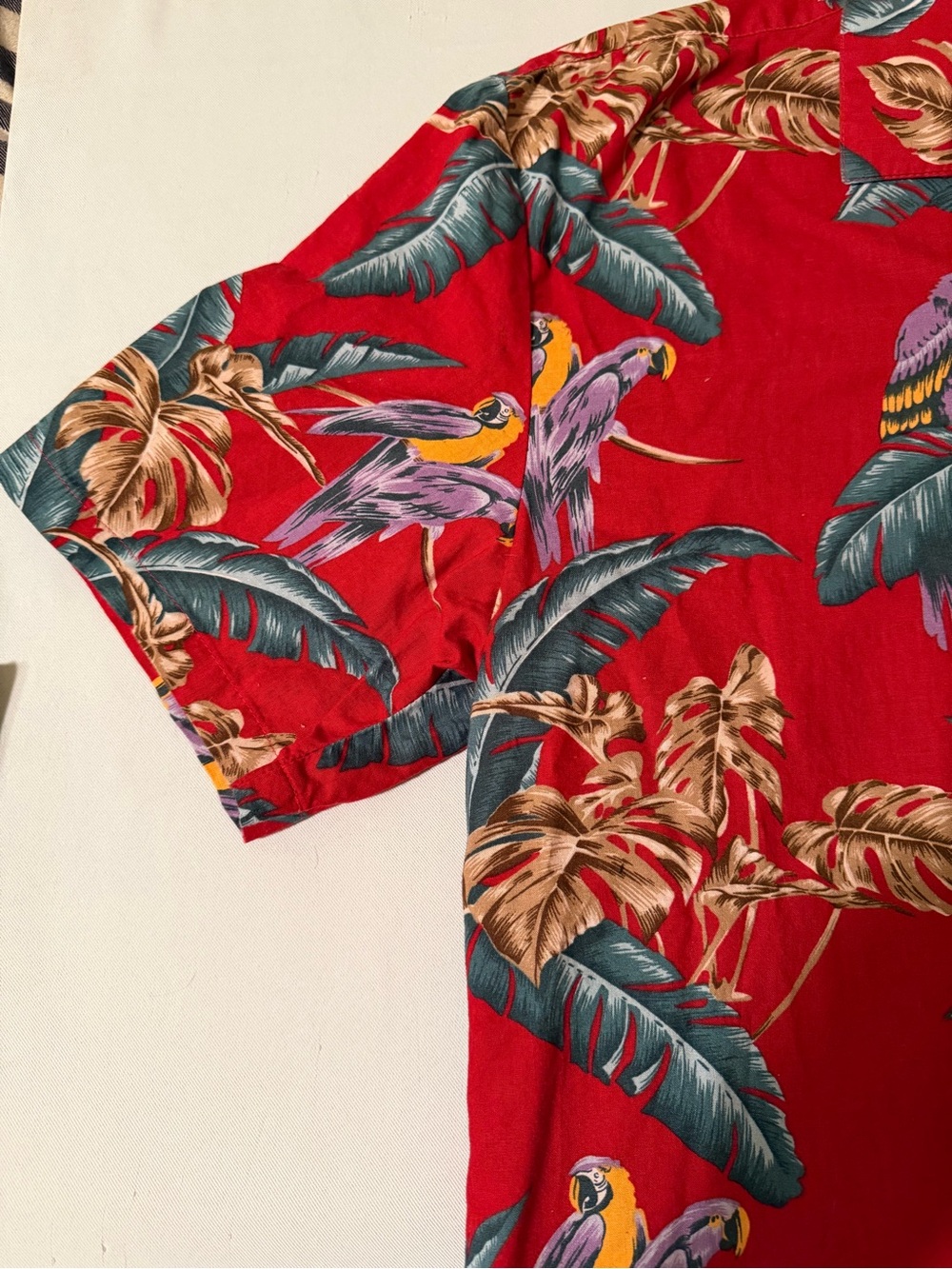 Paradise Found VTG Jungle Bird Hawaiian Shirt Floral Magnum PI Aloha Red Size M - Picture 7 of 9